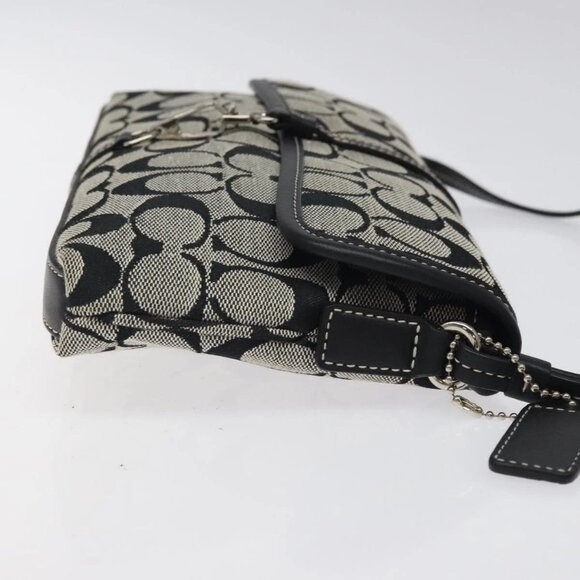 Coach Signature Hand Bag Canvas Gray Black Auth - Picture 3 of 16